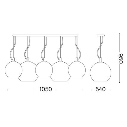 Ideal Lux - Viseči lestenec na kablu NEMO PLUS 5xE27/42W/230V sijajni krom/zadimljena siva