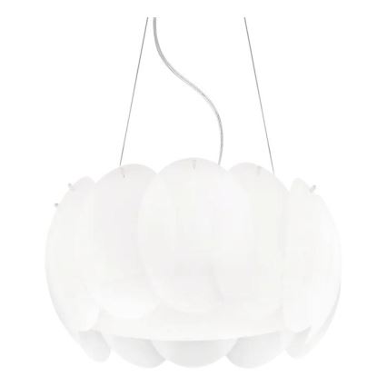 Ideal Lux - Viseči lestenec OVALINO na kablu 5xE27/60W/230V, premer 44 cm, bela