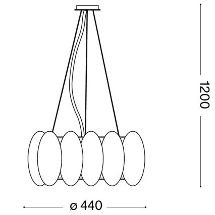 Ideal Lux - Viseči lestenec OVALINO na kablu 5xE27/60W/230V, premer 44 cm, bela