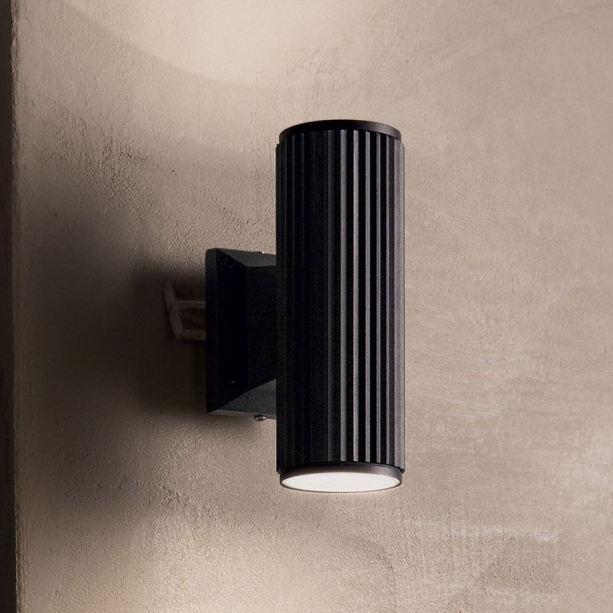 Ideal Lux - Zunanja stenska svetilka BASE 2xGU10/28W/230V IP44 črna