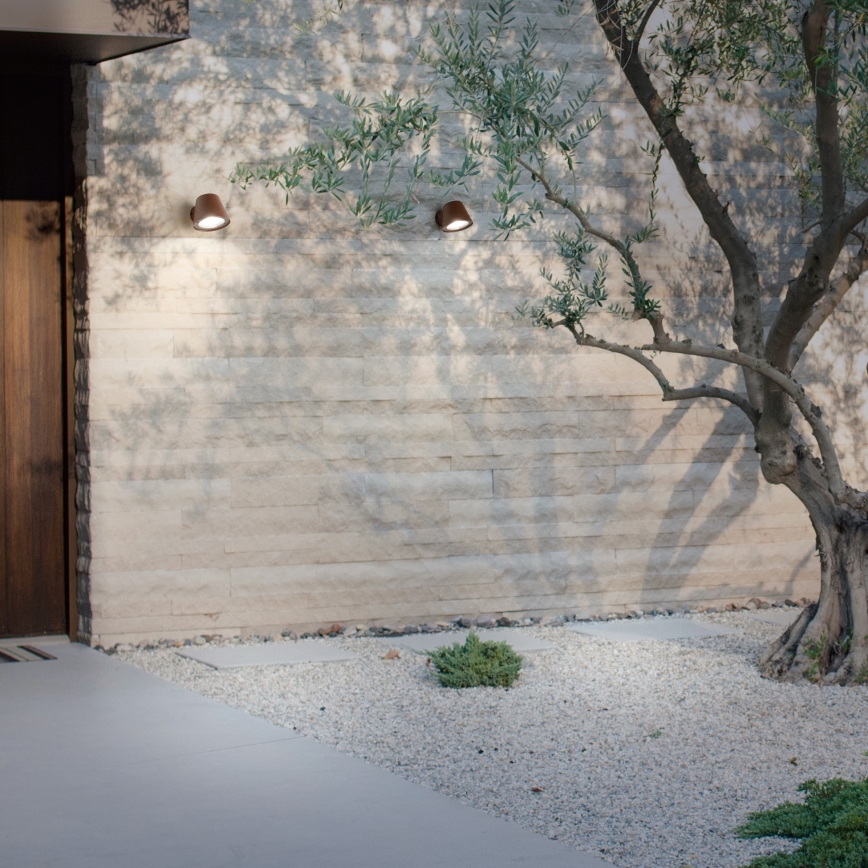 Ideal Lux - Zunanja stenska svetilka GAS 1xGU10/28W/230V IP43 rjava