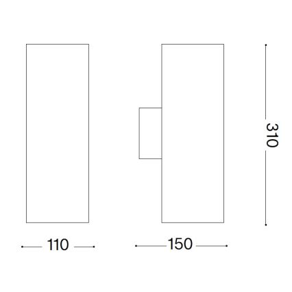 Ideal Lux - Zunanja stenska svetilka GUN 1xE27/60W/230V 31 cm IP54 siva