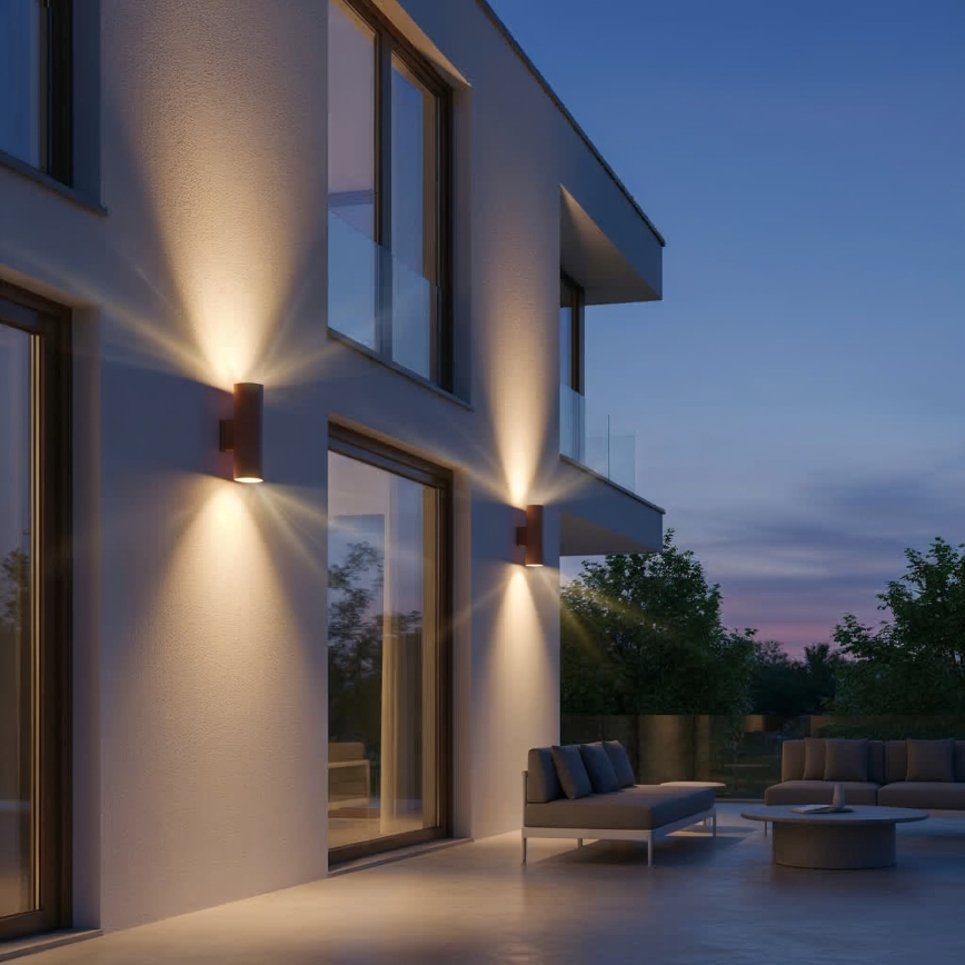 Ideal Lux - Zunanja stenska svetilka GUN 1xGU10/35W/230V 21 cm IP44 rjava