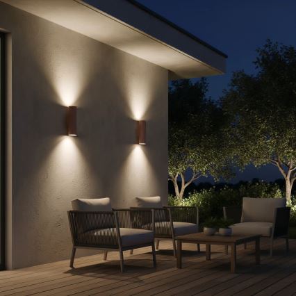 Ideal Lux - Zunanja stenska svetilka GUN 1xGU10/35W/230V 21 cm IP44 rjava