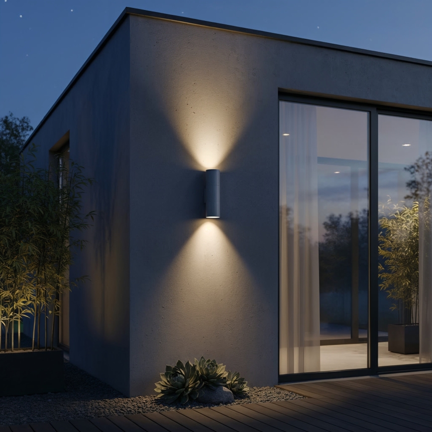 Ideal Lux - Zunanja stenska svetilka GUN 1xGU10/35W/230V 21 cm IP44 siva