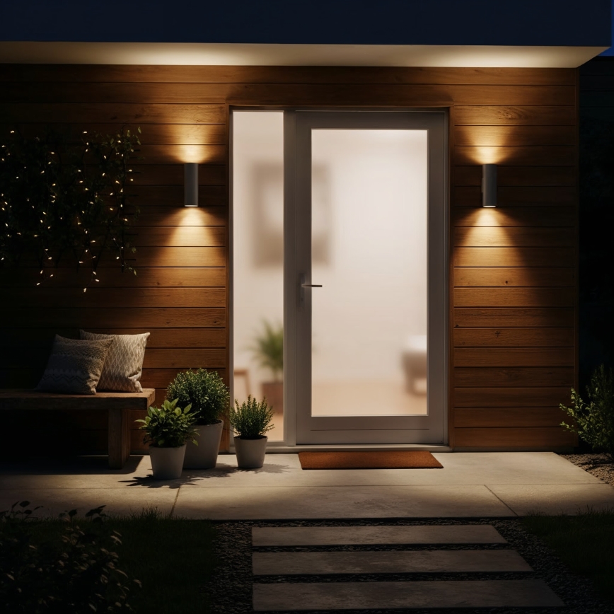 Ideal Lux - Zunanja stenska svetilka GUN 1xGU10/35W/230V 21 cm IP44 siva