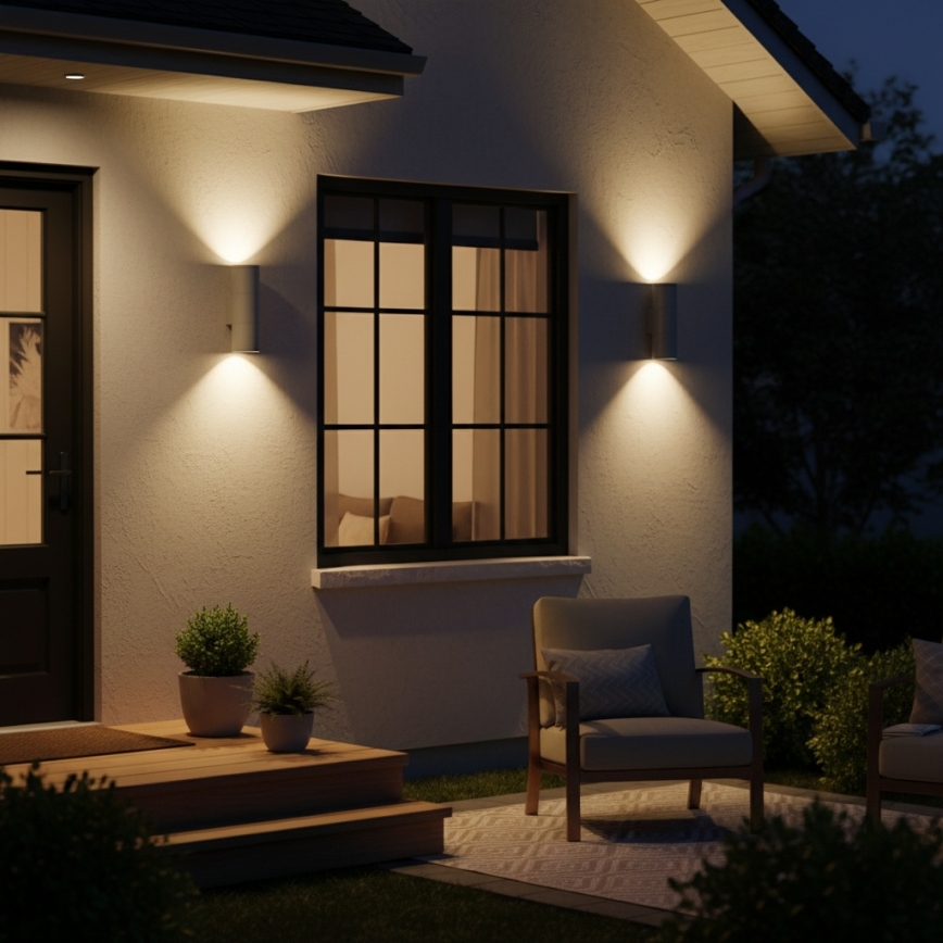 Ideal Lux - Zunanja stenska svetilka GUN 1xGU10/35W/230V 21 cm IP44 siva