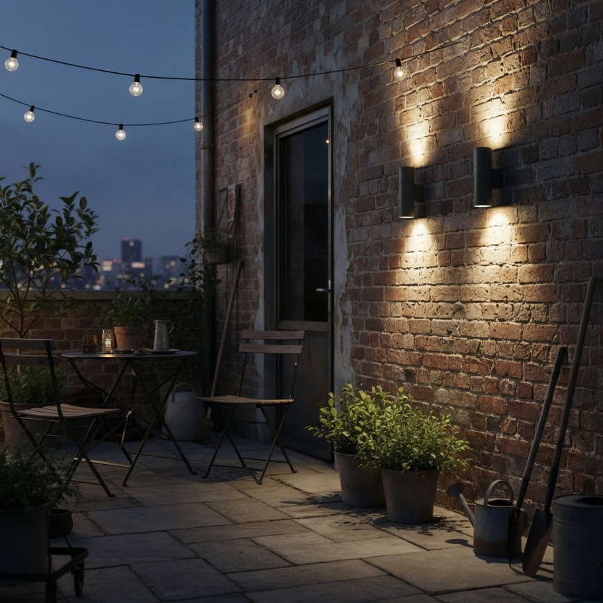 Ideal Lux - Zunanja stenska svetilka GUN 2xGU10/35W/230V IP44 antracit