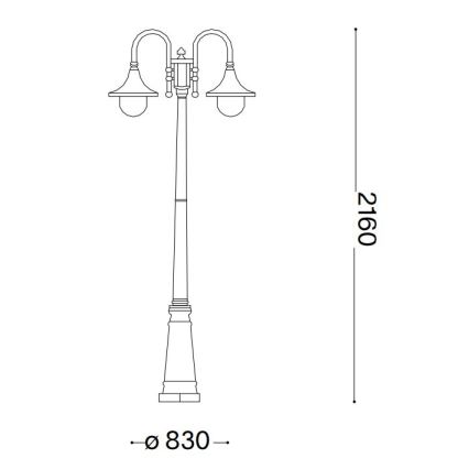 Ideal Lux - Zunanja svetilka CIMA 2xE27/52W/230V 216 cm IP43 antracit