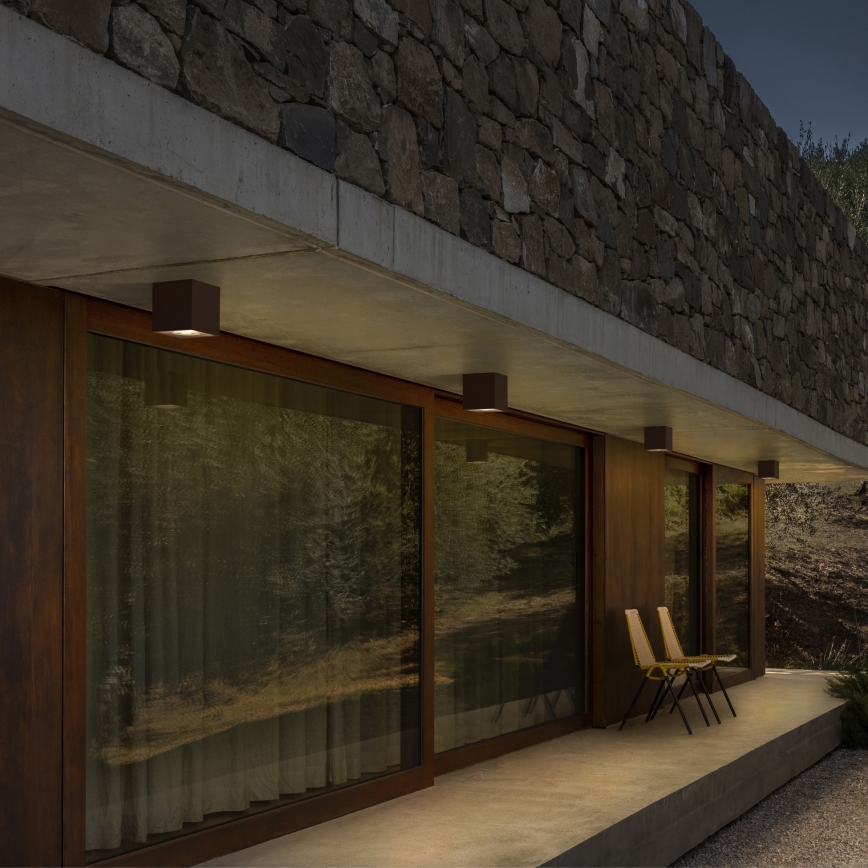 Ideal Lux - Zunanja točkovna svetilka TECHO 1xGU10/20W/230V 15x15 cm IP54 rjava