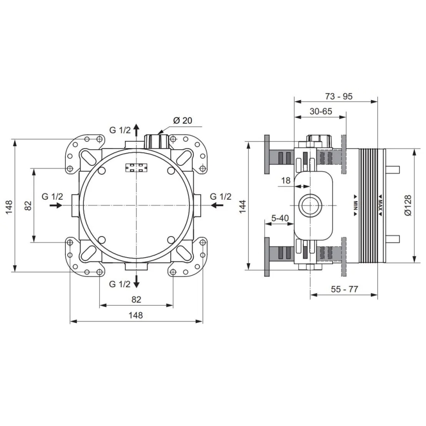 Ideal Standard A1000NU - vgradno ohišje za vgradne baterije BUILT-IN modra