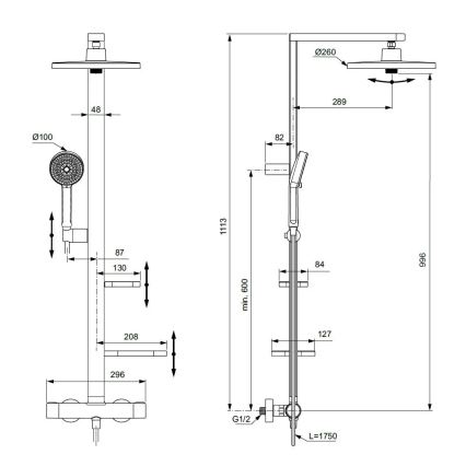 Ideal Standard BD583SI - Komplet za prho s termostatsko baterijo CERATHERM ALU+ matni krom