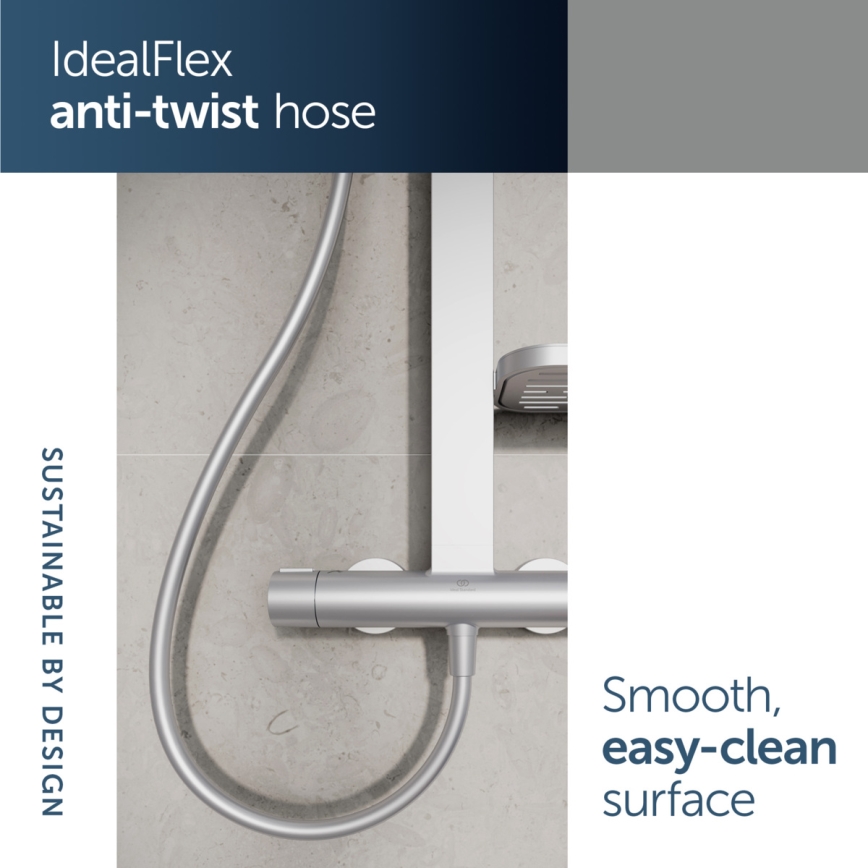 Ideal Standard BD583SI - Pršni komplet s termostatsko baterijo CERATHERM ALU+ v srebrni barvi