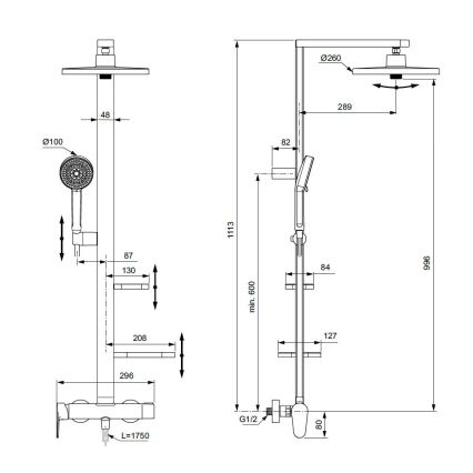 Ideal Standard BD584XG - Tušni komplet z baterijo CERAFLOW ALU+ v mat črni barvi
