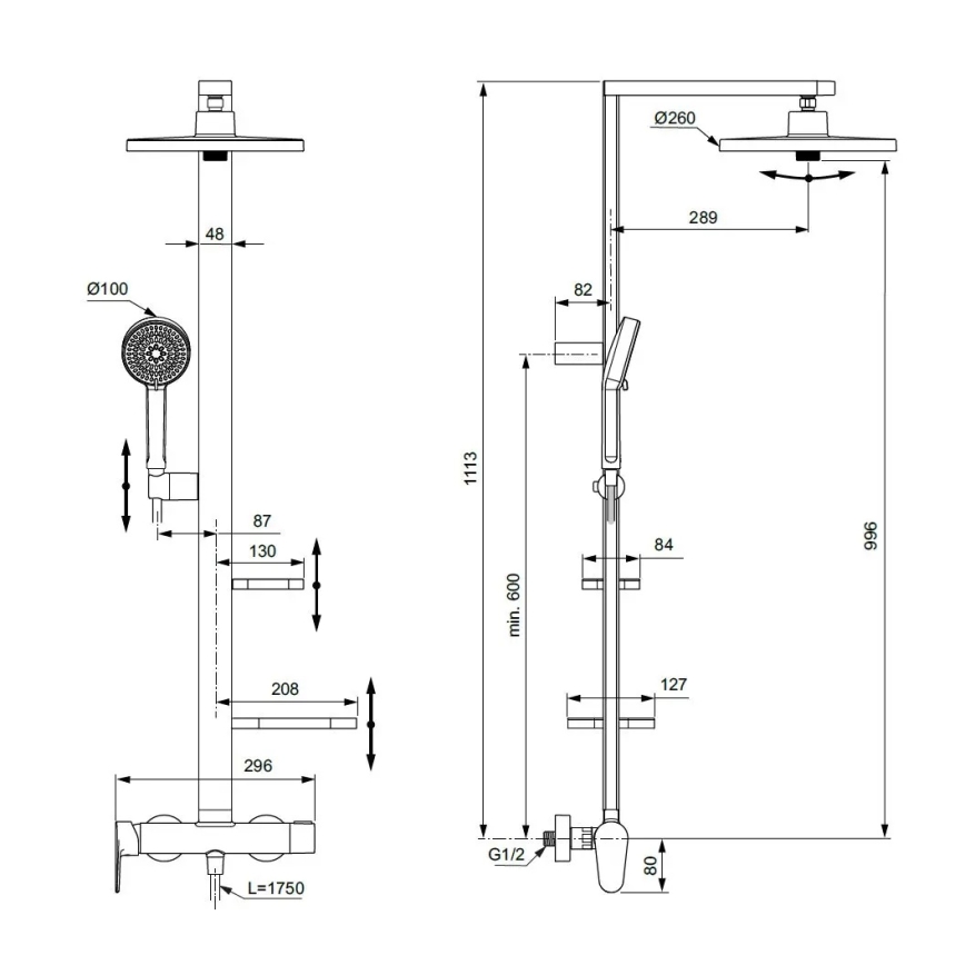 Ideal Standard BD584XG - Tušni komplet z baterijo CERAFLOW ALU+ v mat črni barvi