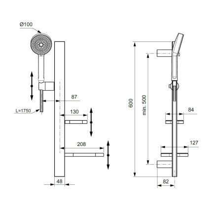 Ideal Standard BD586XG - Tuš komplet IDEALRAIN ALU+ mat črna