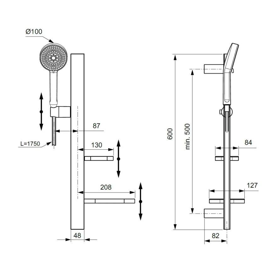 Ideal Standard BD586XG - Tuš komplet IDEALRAIN ALU+ mat črna