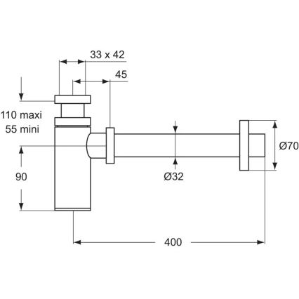 Ideal Standard D5859AA - Sifon za umivalnik v mat kromu