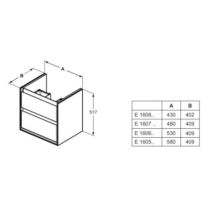 Ideal Standard E1606B2 - Kopalniška omarica pod umivalnik CONNECT AIR 53x40,9cm bela