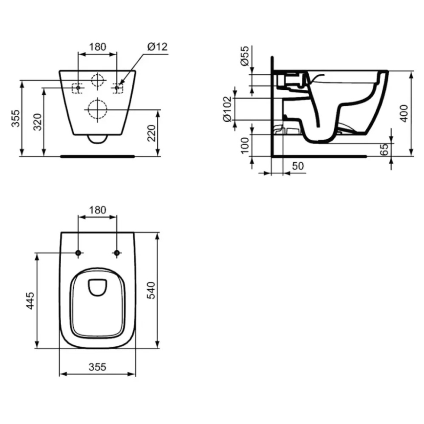Ideal Standard T461401 - Stenski WC Rimless I.LIFE B keramika/bela