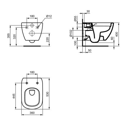 Ideal Standard T493201 - Viseča WC školjka Rimless TESI keramika/bela