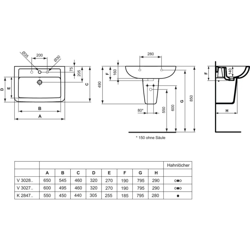 Ideal Standard V302701 - Viseči umivalnik EUROVIT 60x46 cm keramika/bela
