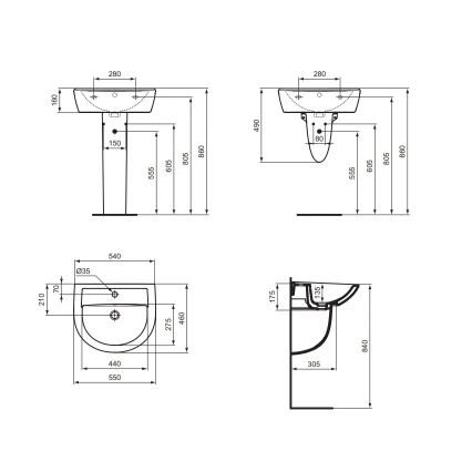 Ideal Standard W332601 - Stenski umivalnik EUROVIT 55x46 cm keramika/bela