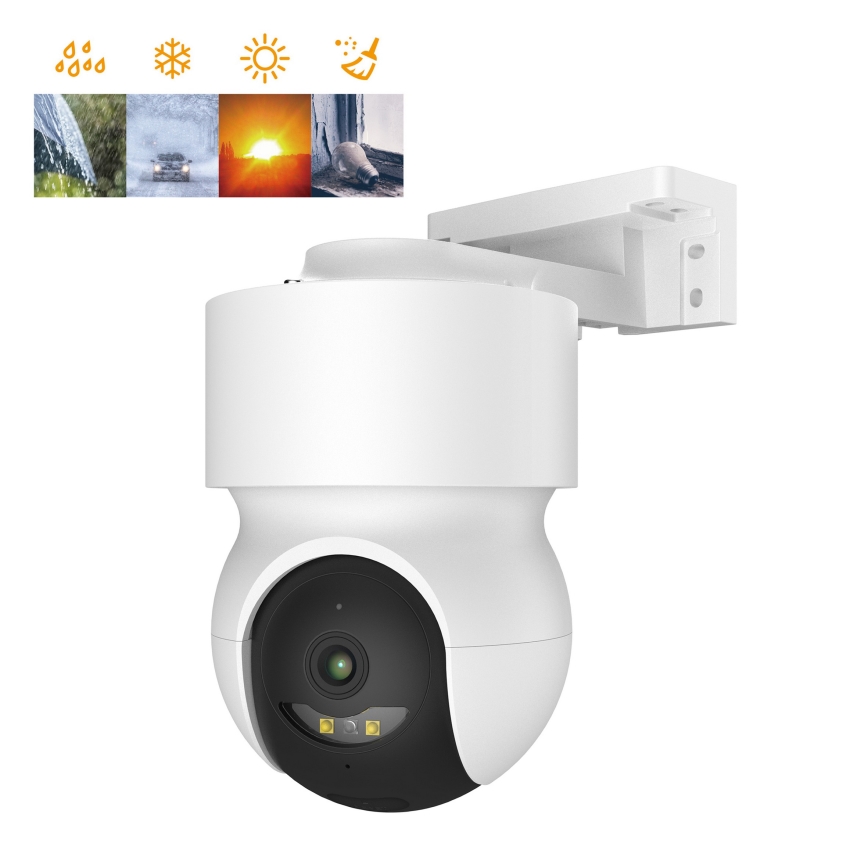 Pametna zunanja kamera s senzorjem gibanja, 2K, 12 V, IP65, Wi‑Fi, Tuya, bela