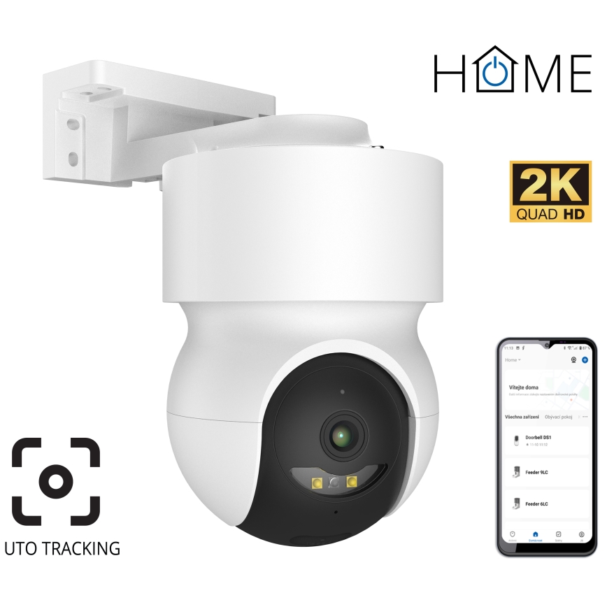 Pametna zunanja kamera s senzorjem gibanja 2K 12V IP65 Wi‑Fi bela