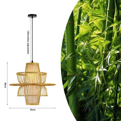Lestenec na vrvici PINCHOS 1xE27/40W/230V pr. 45 cm bambus