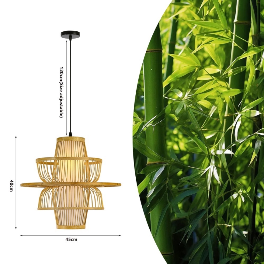 Lestenec na vrvici PINCHOS 1xE27/40W/230V pr. 45 cm bambus
