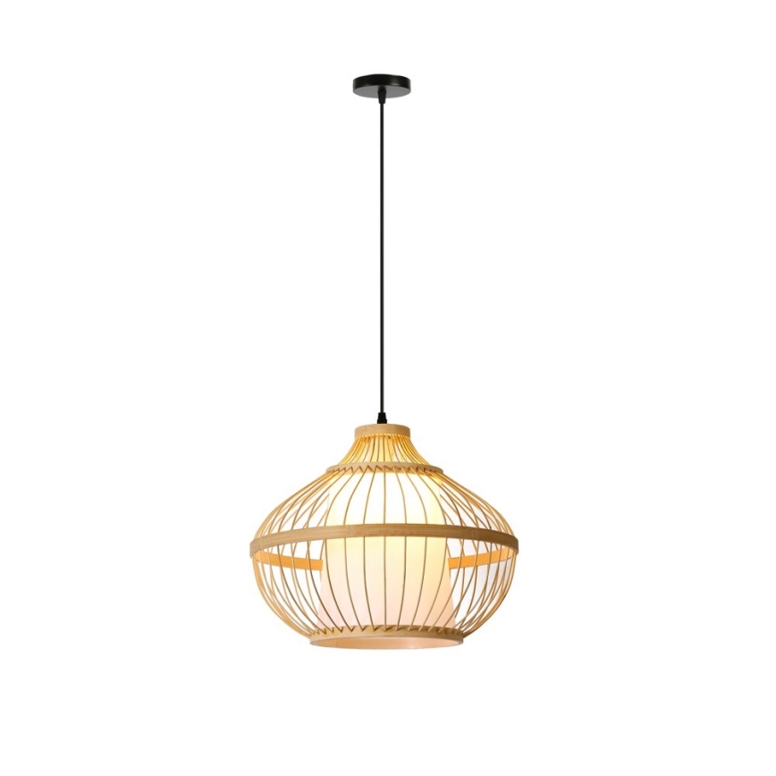 Lestenec na vrvici PINCHOS 1xE27/40W/230V pr. 40 cm bambus