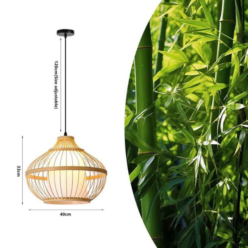Lestenec na vrvici PINCHOS 1xE27/40W/230V pr. 40 cm bambus