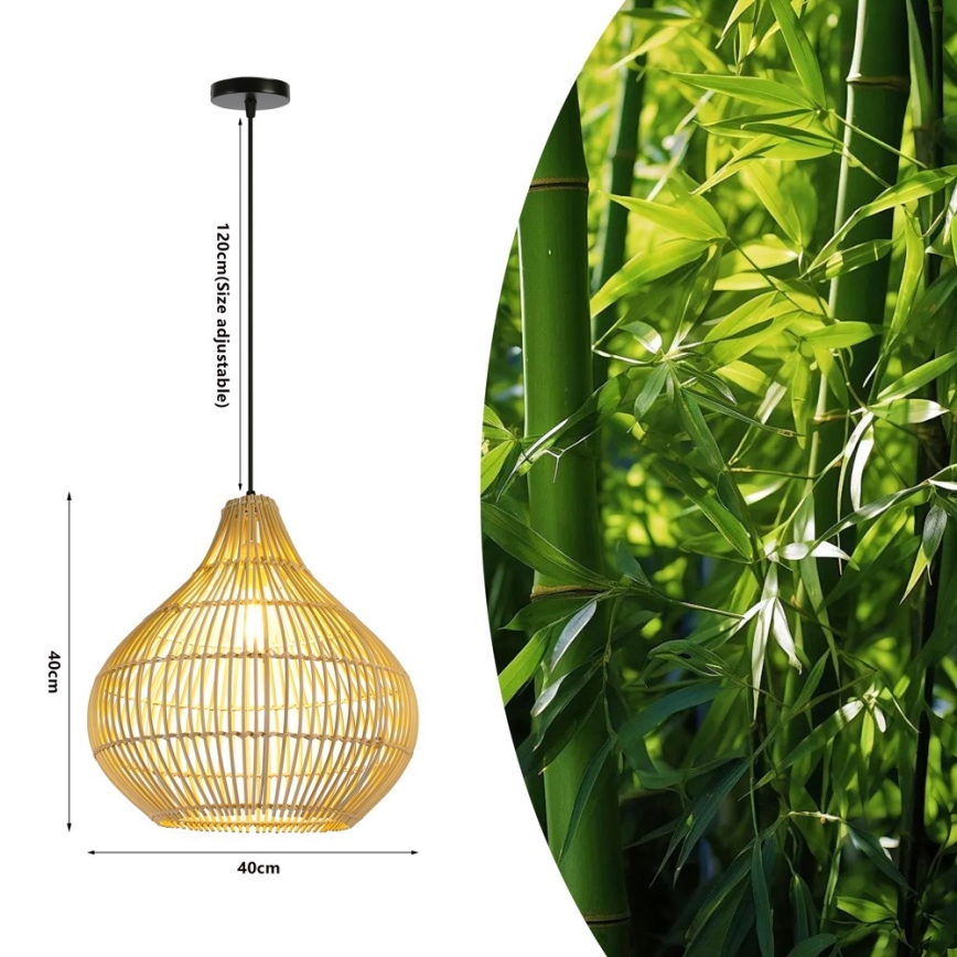Lestenec na vrvici PELO 1xE27/40W/230V pr. 40 cm ratan