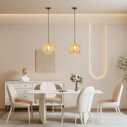 Lestenec na vrvici PELO 1xE27/40W/230V pr. 30 cm ratan