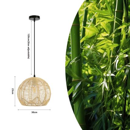 Lestenec na vrvici PELO 1xE27/40W/230V pr. 30 cm ratan