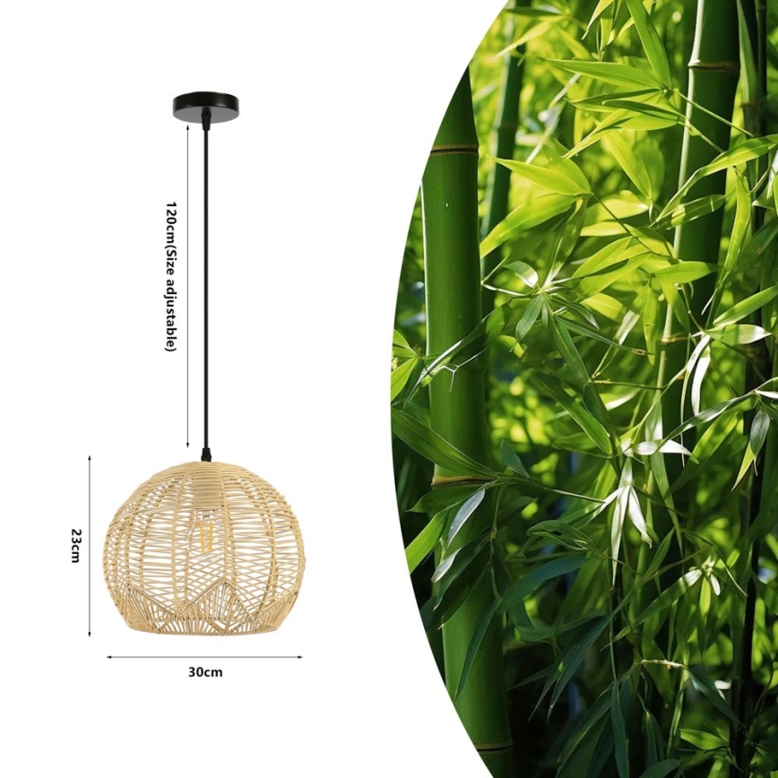 Lestenec na vrvici PELO 1xE27/40W/230V pr. 30 cm ratan