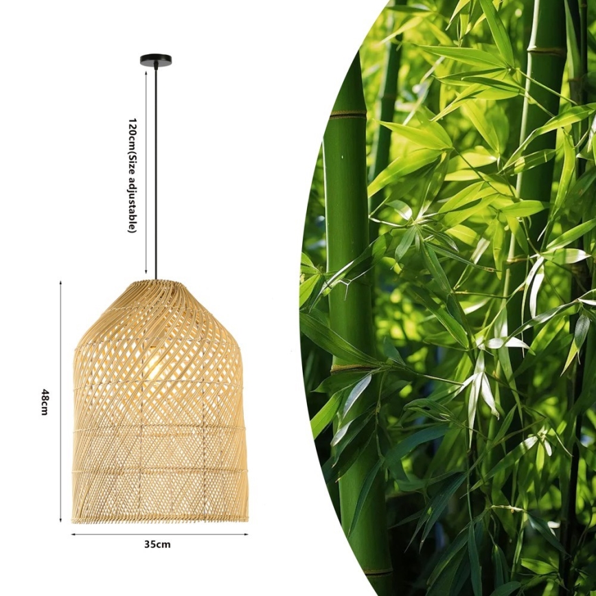 Lestenec na vrvici PELO 1xE27/40W/230V pr. 35 cm ratan