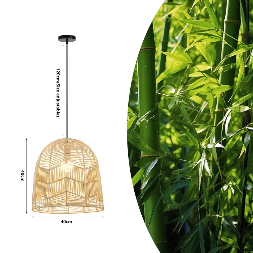 Lestenec na vrvici PELO 1xE27/40W/230V pr. 40 cm ratan