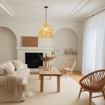 Lestenec na vrvici PELO 1xE27/40W/230V pr. 50 cm ratan