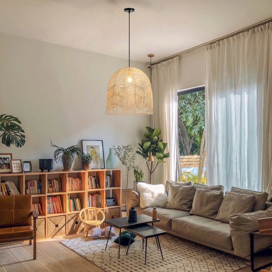 Lestenec na vrvici PELO 1xE27/40W/230V pr. 50 cm ratan