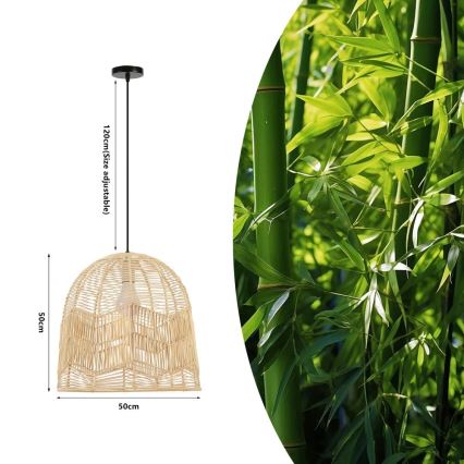 Lestenec na vrvici PELO 1xE27/40W/230V pr. 50 cm ratan