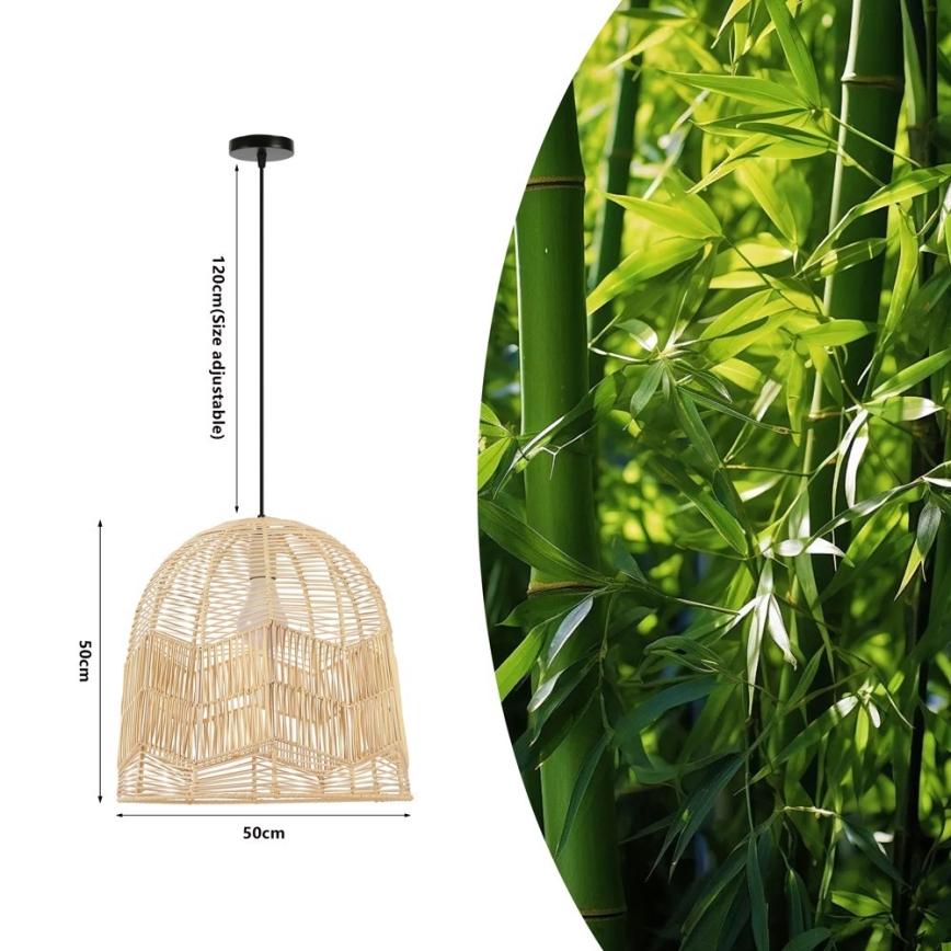 Lestenec na vrvici PELO 1xE27/40W/230V pr. 50 cm ratan