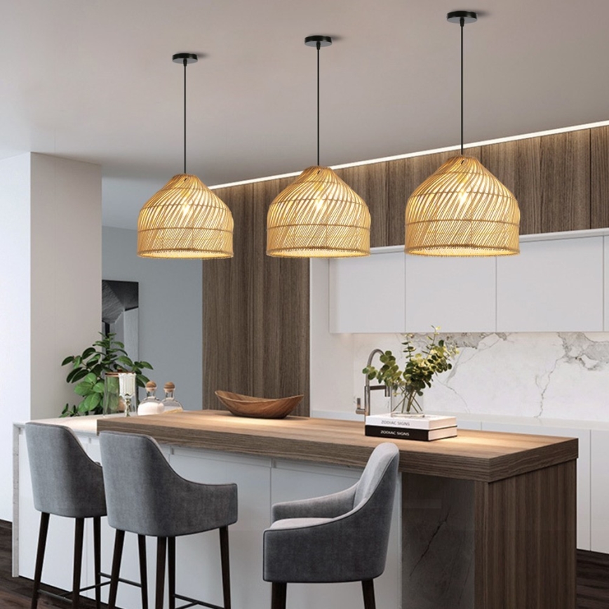 Lestenec na vrvici PELO 1xE27/40W/230V pr. 40 cm ratan