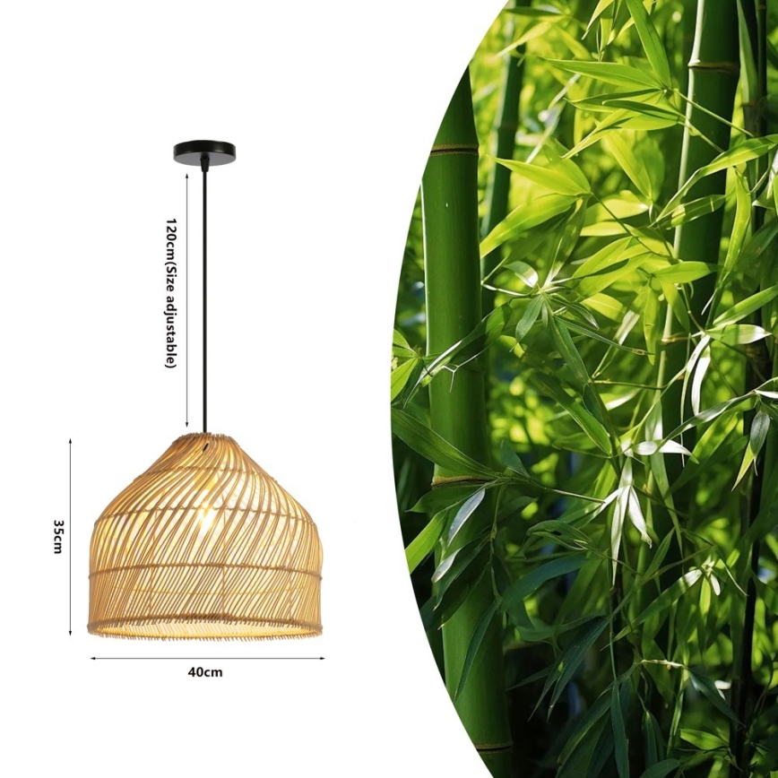 Lestenec na vrvici PELO 1xE27/40W/230V pr. 40 cm ratan