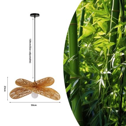 Lestenec na vrvici MARIPOSA 1xE27/40W/230V pr. 50 cm juta