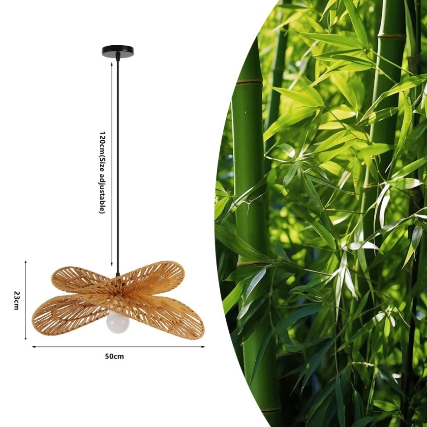 Lestenec na vrvici MARIPOSA 1xE27/40W/230V pr. 50 cm juta