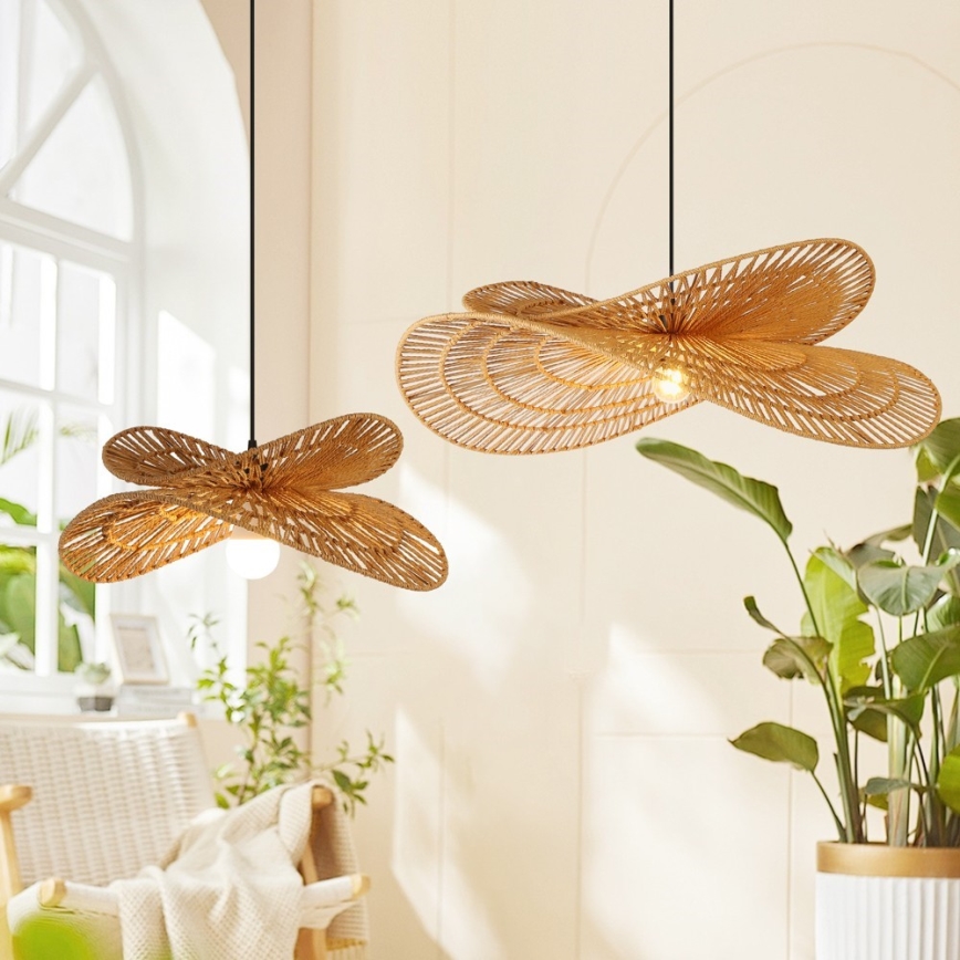 Lestenec na vrvici MARIPOSA 1xE27/40W/230V pr. 80 cm juta