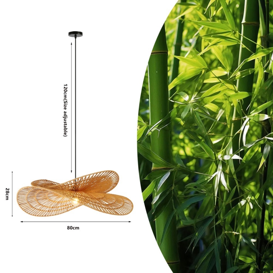 Lestenec na vrvici MARIPOSA 1xE27/40W/230V pr. 80 cm juta
