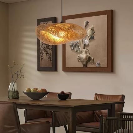 Lestenec na vrvici HILO 1xE27/40W/230V pr. 60 cm bambus